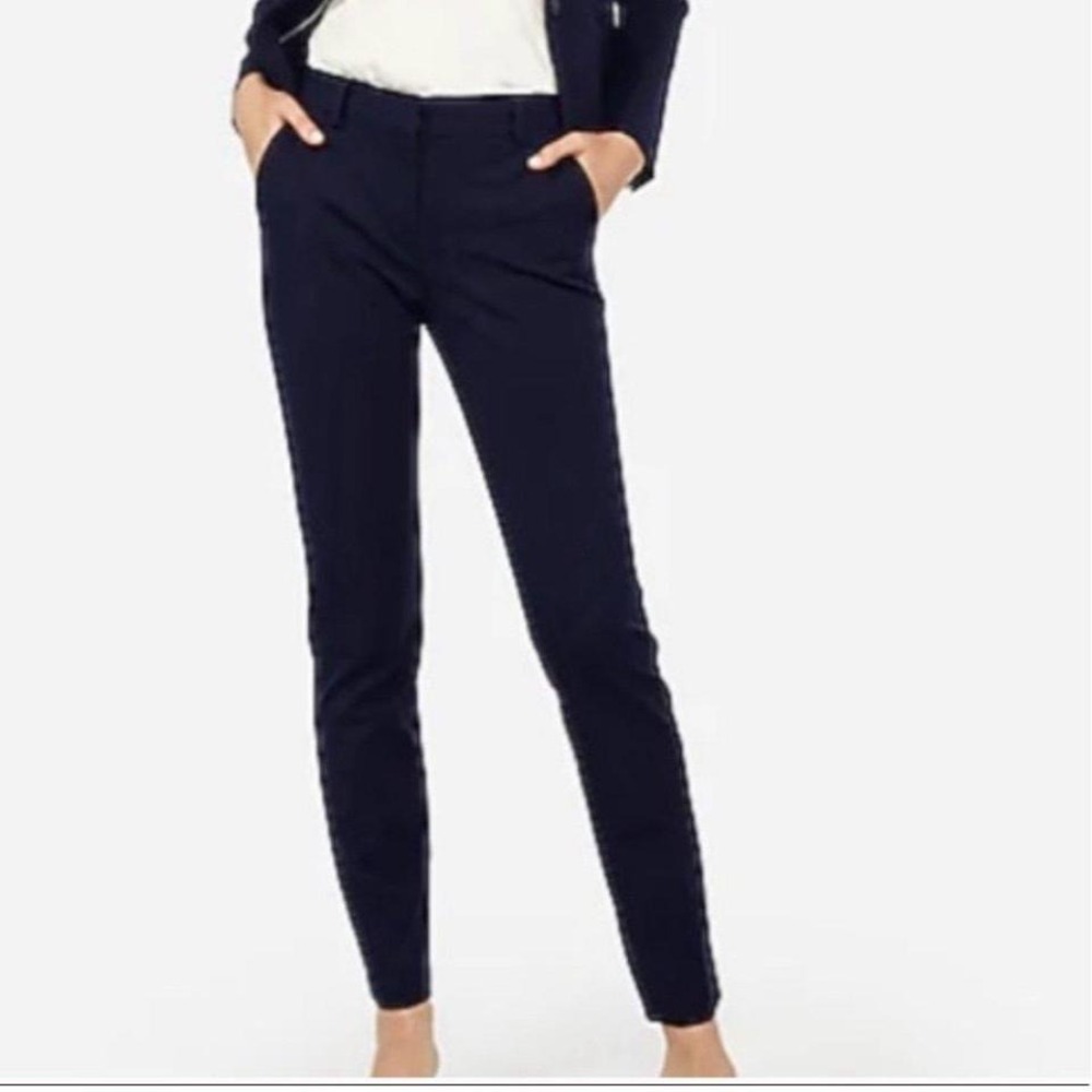 Womens Express Columnist Mid Rise Navy Business Casual Ankle Pants